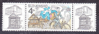 SLOVENSKÁ REPUBLIKA 1998, Zberateľ 168 KZK, ** čistá séria s kupónmi. DEŇ ZNÁMKY - POŠTÁR NA BICYKLI.