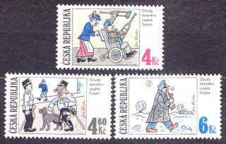 ČESKÁ REPUBLIKA 1997, Pěnkava 153-155, ** čistá séria. OSUDY DOBRÉHO VOJAKA ŠVEJKA.