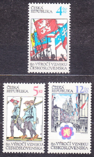 ČESKÁ REPUBLIKA 1998, Pěnkava 195-197, ** čistá séria. 80. VÝROČIE VZNIKU ČESKOSLOVENSKA.