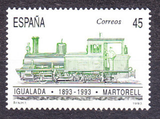 ŠPANIELSKO 1993, Michel 3123, ** čistá séria. LOKOMOTÍVA.