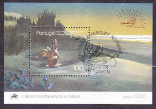 PORTUGALSKO 1985, Michel Block 48, razený hárček. OCHRANA PRÍRODY - NÁRODNÉ PARKY.