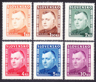 SLOVENSKÝ ŠTÁT 1945, Synek 120-125, ** čistá séria. JOZEF TISO.
