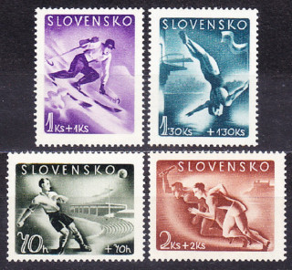 SLOVENSKÝ ŠTÁT 1944, Synek 111-114, ** čistá séria. ŠPORTOVÉ.
