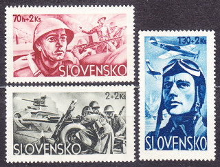 SLOVENSKÝ ŠTÁT 1943, Synek 87-89, ** čistá séria. VOJENSKÉ.