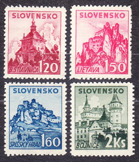 SLOVENSKÝ ŠTÁT 1941, Synek 52-55, ** čistá séria. HRADY A ZÁMKY.