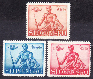SLOVENSKÝ ŠTÁT 1942, Synek 65-67, ** čistá séria. HLINKOVA MLÁDEŽ.