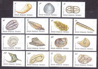 BRITSKÁ ANTARKTÍDA 1990, Michel 156-170, ** čistá séria. FOSÍLIE.