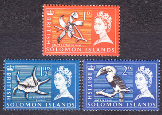 BRITISH SOLOMON ISLANDS 1965, Michel 114-116, * čisté. KOLÓNIE. KRÁĽOVNÁ ALŽBETA II. - KRAJINY.