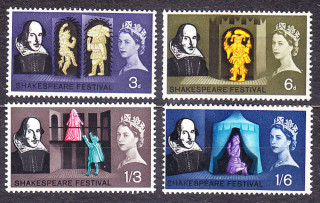 ANGLICKO 1964, Michel 366-369, ** čisté. SHAKESPEARE.