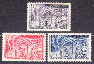 FRANCÚZSKA ANTARKTÍDA 1957, Michel 10-12, ** čistá séria. MEDZINÁRODNÝ GEOFYZIKÁLNY ROK.