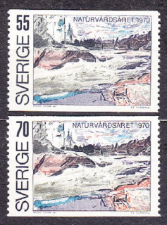 ŠVÉDSKO 1970, Michel 674-675, ** čistá séria. KRAJINY - ROK OCHRANY PRÍRODY.
