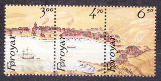 FAERSKÉ OSTROVY 1986, Michel 139-141, ** čistá séria v páske. MAĽBY - MESTO TÓRSHAVN.
