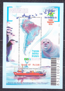 BRAZÍLIA 1997, Michel Block 107, ** čistý hárček. VÝSKUM ANTARKTÍDY.