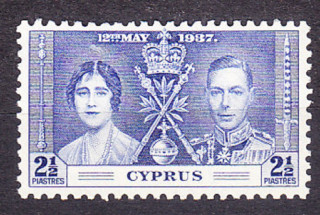CYPRUS 1937, Michel 135, čistá bez lepu. KOLÓNIE. KRÁĽ GEORGE VI. - KORUNOVÁCIA.