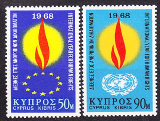 CYPRUS 1968, Michel 305-306, ** čistá séria. ĽUDSKÉ PRÁVA.