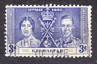GIBRALTAR 1937, Michel 106, razená. KOLÓNIE. KRÁĽ GEORGE VI. - KORUNOVÁCIA.