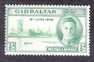GIBRALTAR 1946, Michel 120, * čistá. KOLÓNIE. KRÁĽ GEORGE VI. - PARLAMENT.