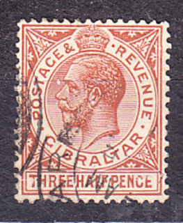 GIBRALTAR 1921, Michel 78, razená. KOLÓNIE. KRÁĽ GEORGE V.