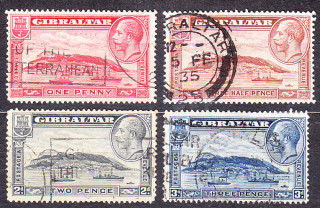 GIBRALTAR 1931, Michel 96-99, razená séria. KOLÓNIE. KRÁĽ GEORGE V. - KRAJINY.