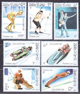 LAOS 1987, Michel 965-971, ** čistá séria. ZOH V CALGARY.