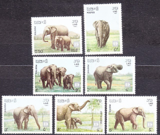 LAOS 1987, Michel 1026-1032, ** čistá séria. SLONY.