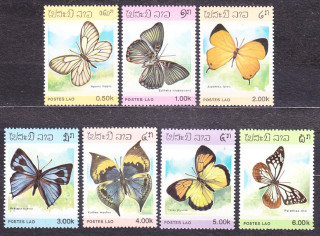 LAOS 1986, Michel 897-903, ** čistá séria. MOTÝLE.