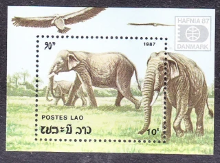 LAOS 1987, Michel Block 119, ** čistý hárček. SLONY.