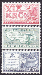 ČSSR 1958, Pofis 993-995, ** čistá séria. XI. ZJAZD KSČ.
