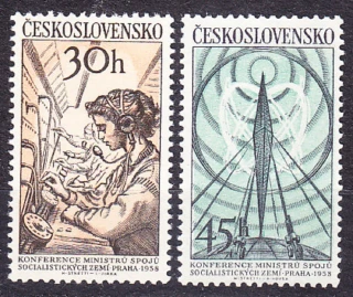 ČSSR 1958, Pofis 1001-1002, ** čistá séria. KONFERENCIA SPOJÁROV.