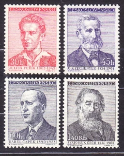 ČSSR 1958, Pofis 1009-1012, ** čistá séria. SPISOVATELIA.