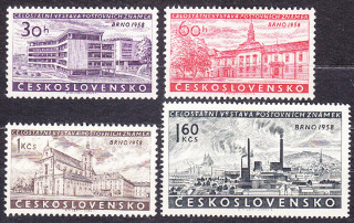 ČSSR 1958, Pofis 1014-1017, ** čistá séria. VÝSTAVA ZNÁMOK V BRNE.