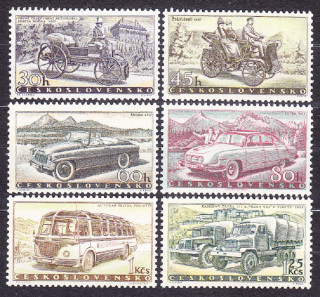 ČSSR 1958, Pofis 1026-1031, ** čistá séria. STARÉ AUTÁ, VÝVOJ VÝROBY.