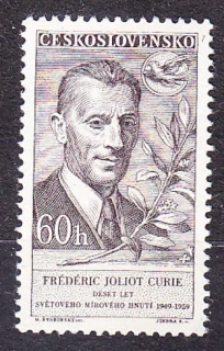 ČSSR 1959, Pofis 1049, ** čistá séria. FRANCÚZSKY FYZIK F. JOLIOT-CURIE.