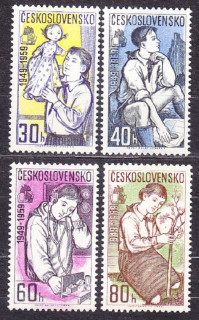 ČSSR 1959, Pofis 1044-1047, ** čistá séria. PIONIERSKA ORGANIZÁCIA.