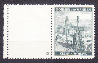 PROTEKTORÁT 1939, Pofis 34, * čistá s ľavým kupónom ( x ). KRAJINY, HRADY, MESTÁ - OLOMOUC.
