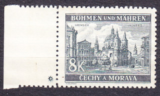 PROTEKTORÁT 1939, Pofis 47, ** čistá s ľavým kupónom ( * ). KRAJINY, HRADY, MESTÁ - KROMĚŘÍŽ.