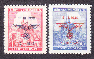 PROTEKTORÁT 1942, Pofis 72-73, ** čistá séria. 3. VÝROČIE PROTEKTORÁTU.