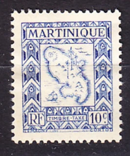 MARTINIQUE 1947, Michel 27, * čistá. KOLÓNIE. DOPLATNÉ. MAPA OSTROVA.