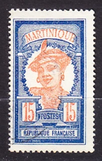 MARTINIQUE 1922, Michel 88, razená. KOLÓNIE. DOMORODKYŇA.