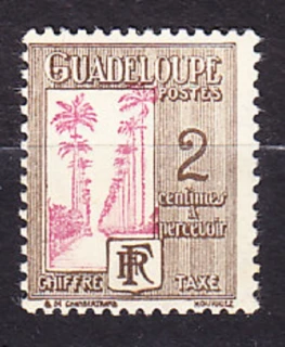 GUADELOUPE 1928, Michel 25, ** čistá. KOLÓNIE. DOPLATNÉ. PALMOVÁ ALEJ.