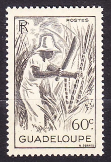 GUADELOUPE 1947, Michel 217, * čistá. KOLÓNIE. ZBER CUKROVEJ TRSTINY.