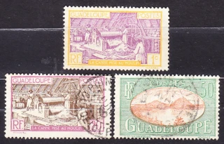 GUADELOUPE 1928, Michel 96, 102, 108, razené. KOLÓNIE. KRAJINY, RAFINÉRIA CUKRU.