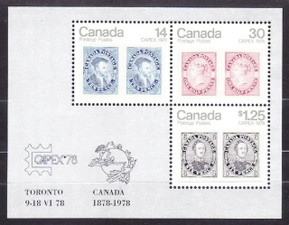 KANADA 1978, Michel Block 1, ** čistý hárček. KOLÓNIE. ZNÁMKA NA ZNÁMKE - VÝSTAVA ZNÁMOK.