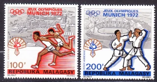 MADAGASCAR 1972, Michel 662-663, * čistá séria. LOH V MNÍCHOVE.