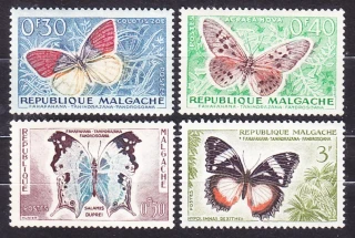 MADAGASCAR 1960, Michel 445-447, 449, **/* čisté. MOTÝLE.