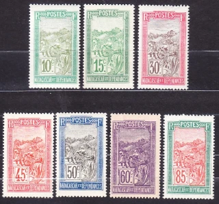 MADAGASCAR 1922, Michel 150, 152, 155, 158, 160, 162, 164, * čisté. KOLÓNIE. PLANTÁŽ.