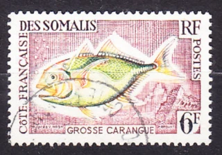 FRANCÚZSKE SOMÁLSKO 1962, Michel 338, razená. KOLÓNIE. RYBY.
