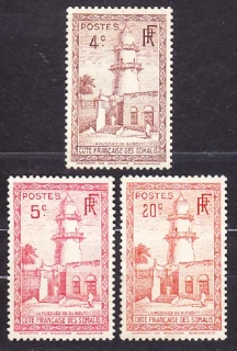 FRANCÚZSKE SOMÁLSKO 1938, Michel 152-153, 156, čisté bez lepu. KOLÓNIE. MEŠITA.