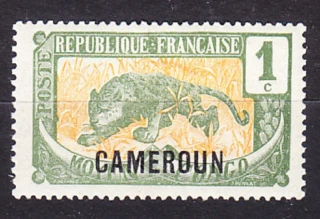 KAMERUN 1921, Michel 47, * čistá. KOLÓNIE. PRETLAČ NA ZNÁMKE ZO STREDNÉHO KONGA.
