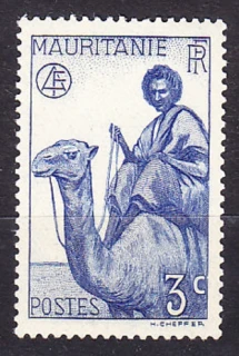 MAURITÁNIA 1938, Michel 79, ** čistá. KOLÓNIE. JAZDEC NA ŤAVE.